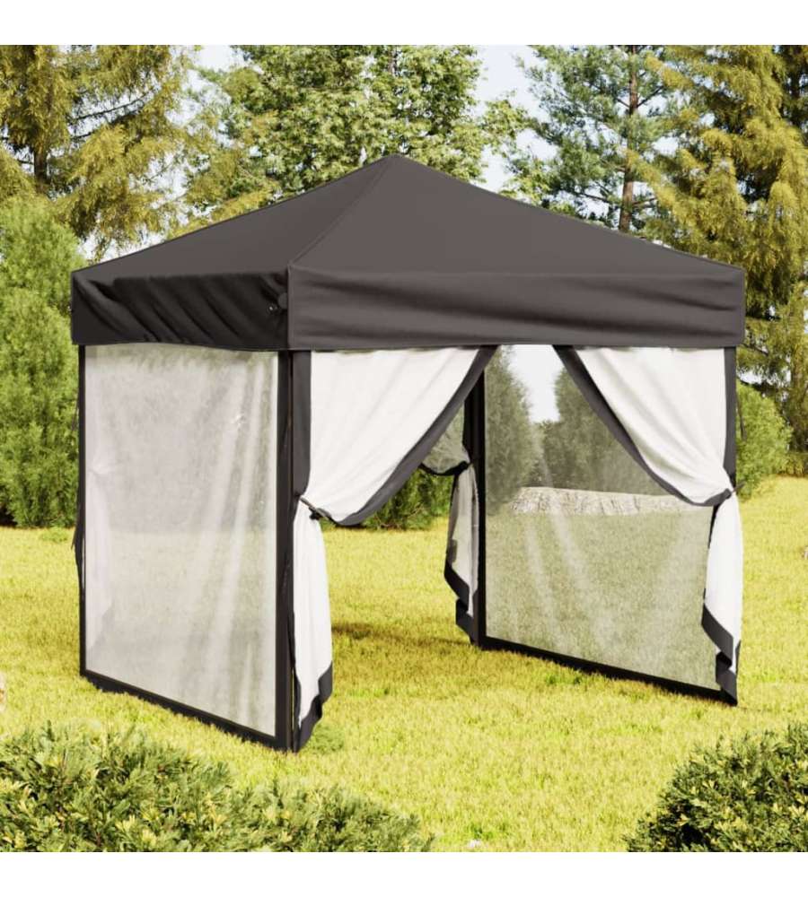 Tenda per Feste Pieghevole con Pareti Laterali Antracite 2x2 m