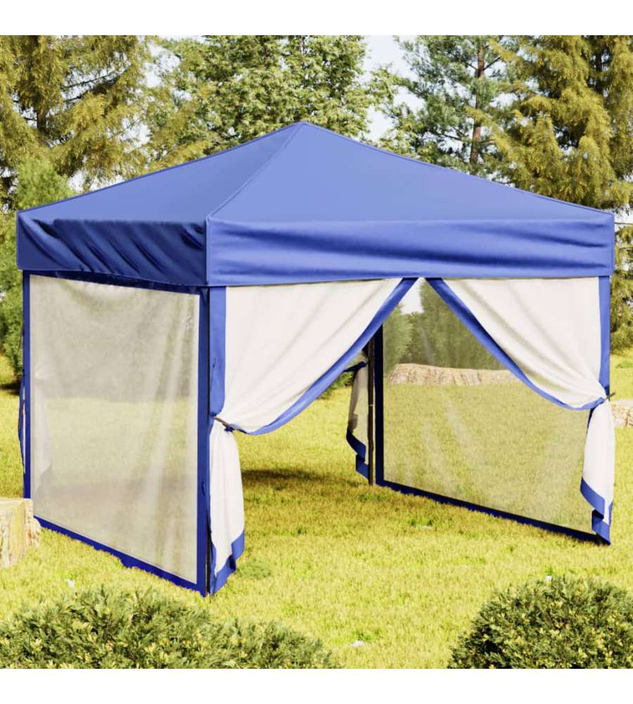 Tenda per Feste Pieghevole con Pareti Laterali Blu 3x3 m