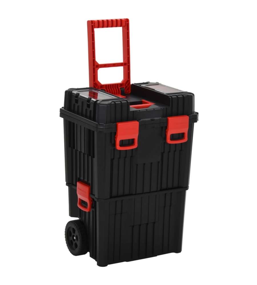  Trolley Porta Attrezzi Nero e Rosso in Polipropilene