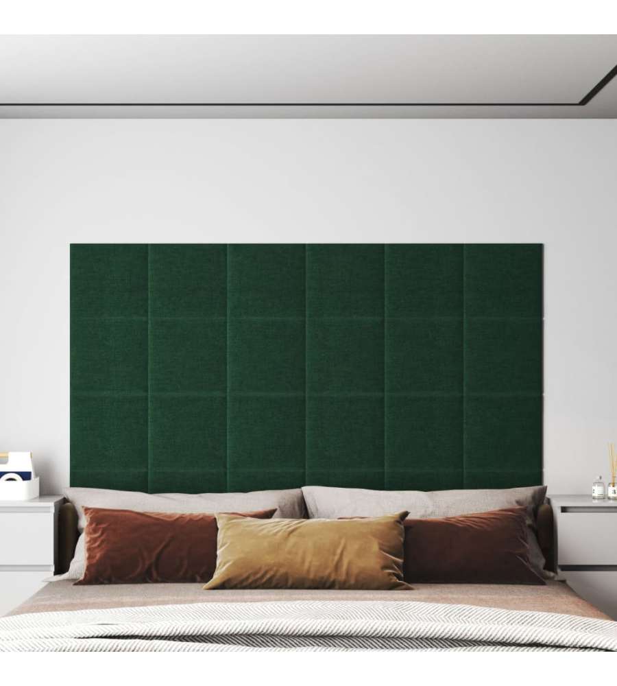 Pannelli Murali 12 pz Verde Scuro 30x30 cm in Tessuto 1,08 mq 343793