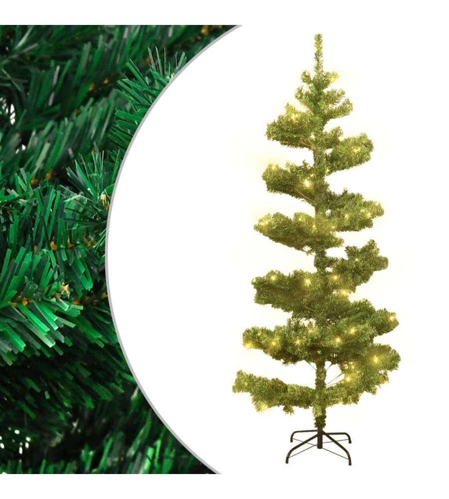 Albero di Natale a Spirale con Base e LED Verde 150 cm PVC