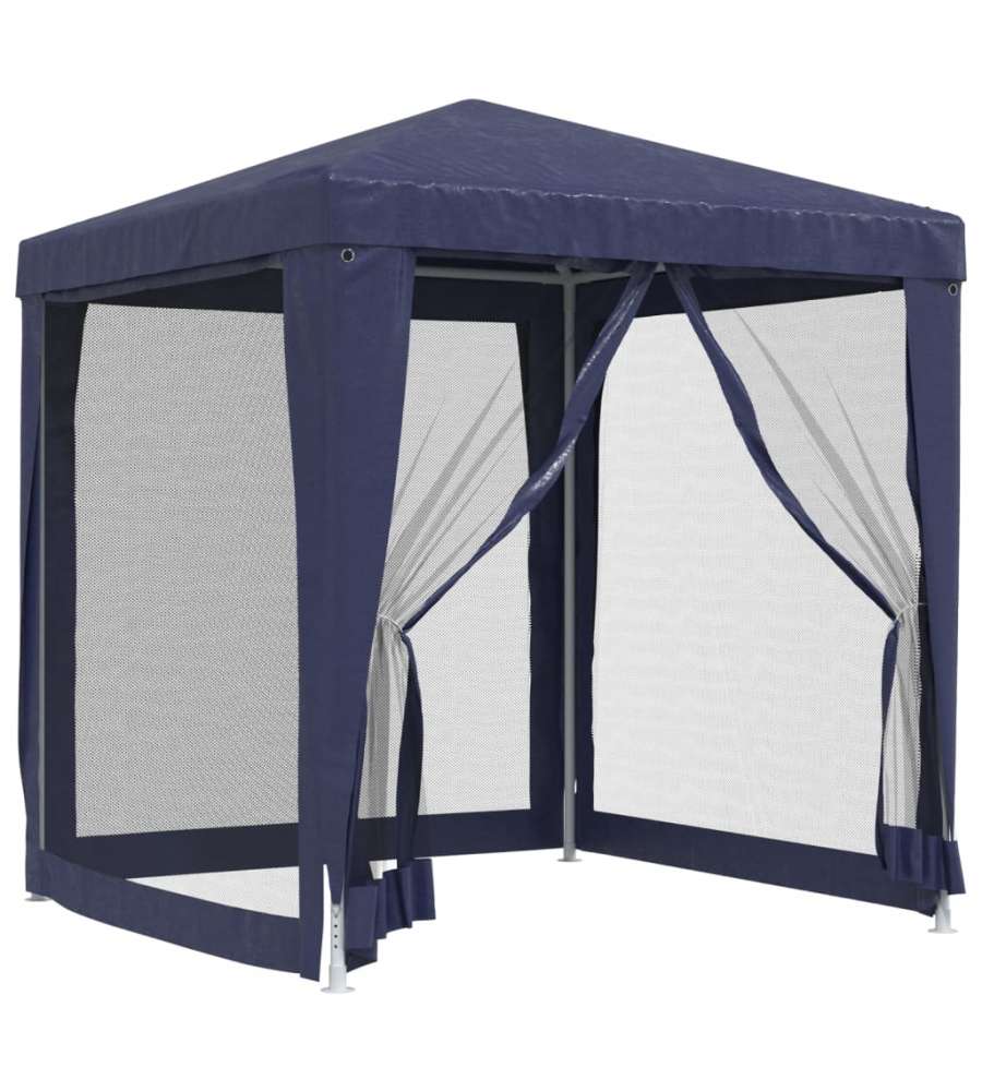 Tenda per Feste con 4 Pareti Laterali in Rete Blu 2x2 m HDPE