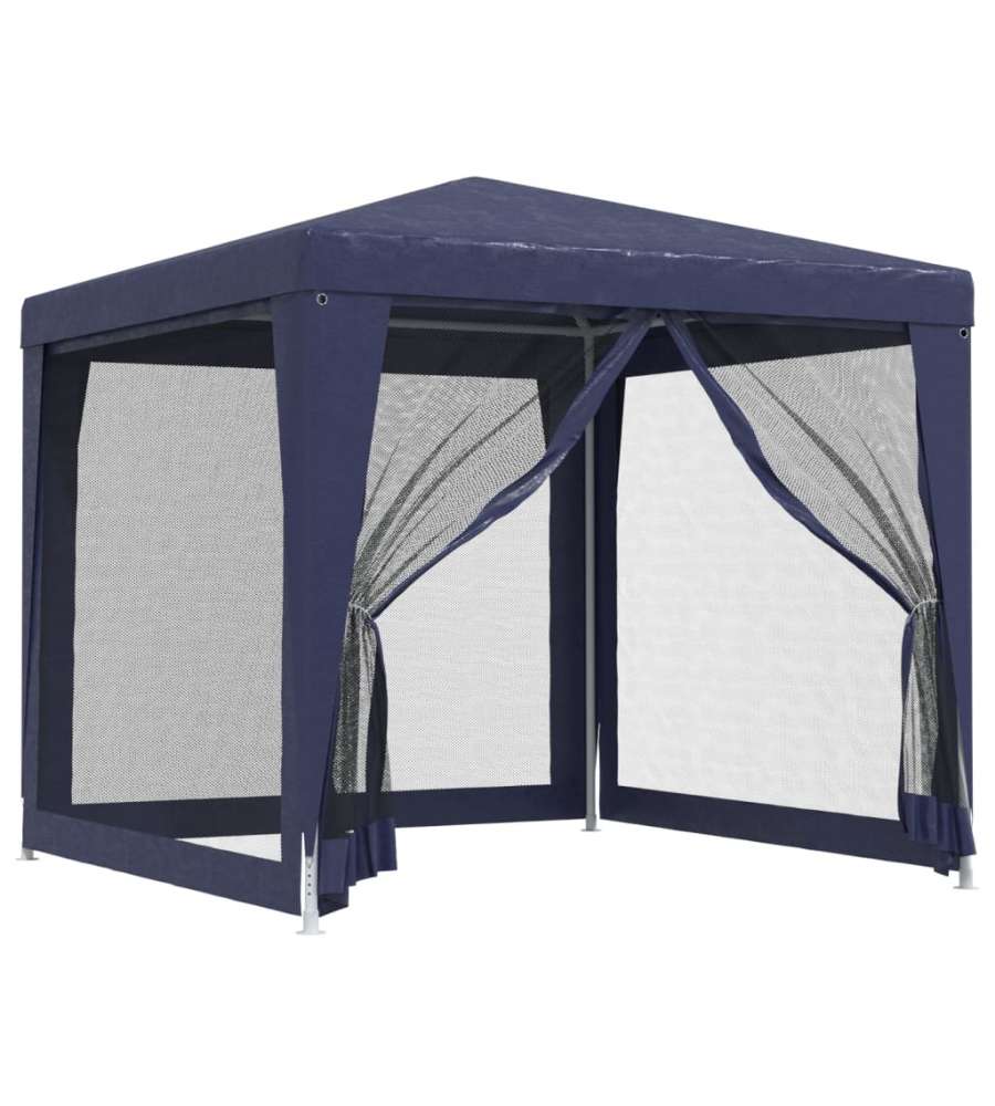 Tenda per Feste con 4 Pareti Laterali in Rete Blu 2,5x2,5m HDPE