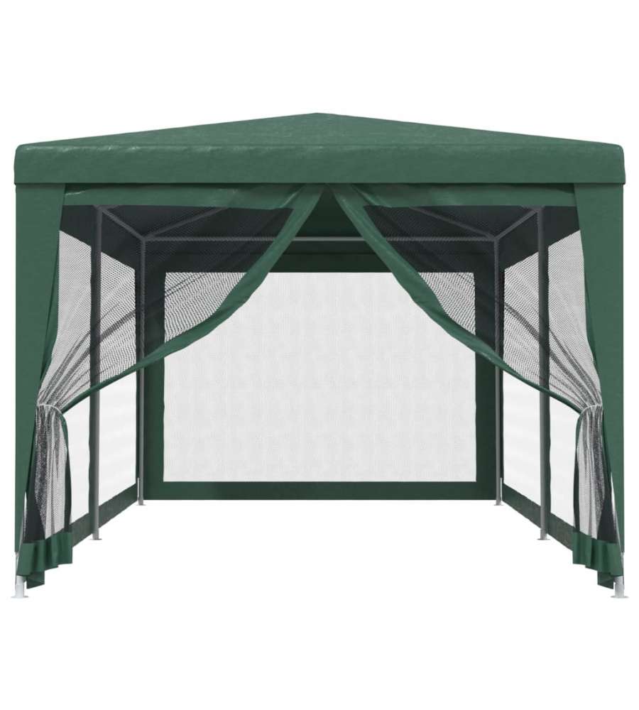Tenda per Feste con 6 Pareti Laterali in Rete Verde 3x6 m HDPE