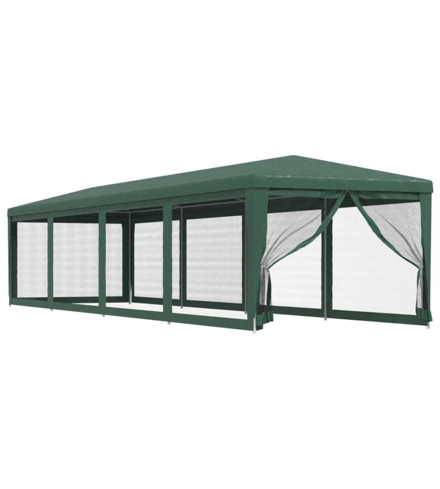 Tenda per Feste con 10 Pareti Laterali in Rete Verde 3x12m HDPE