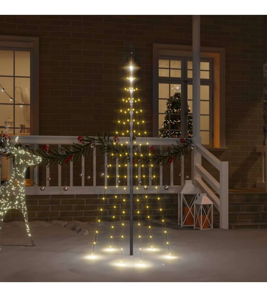 Albero di Natale Pennone Bianco Caldo 108 LED 180 cm
