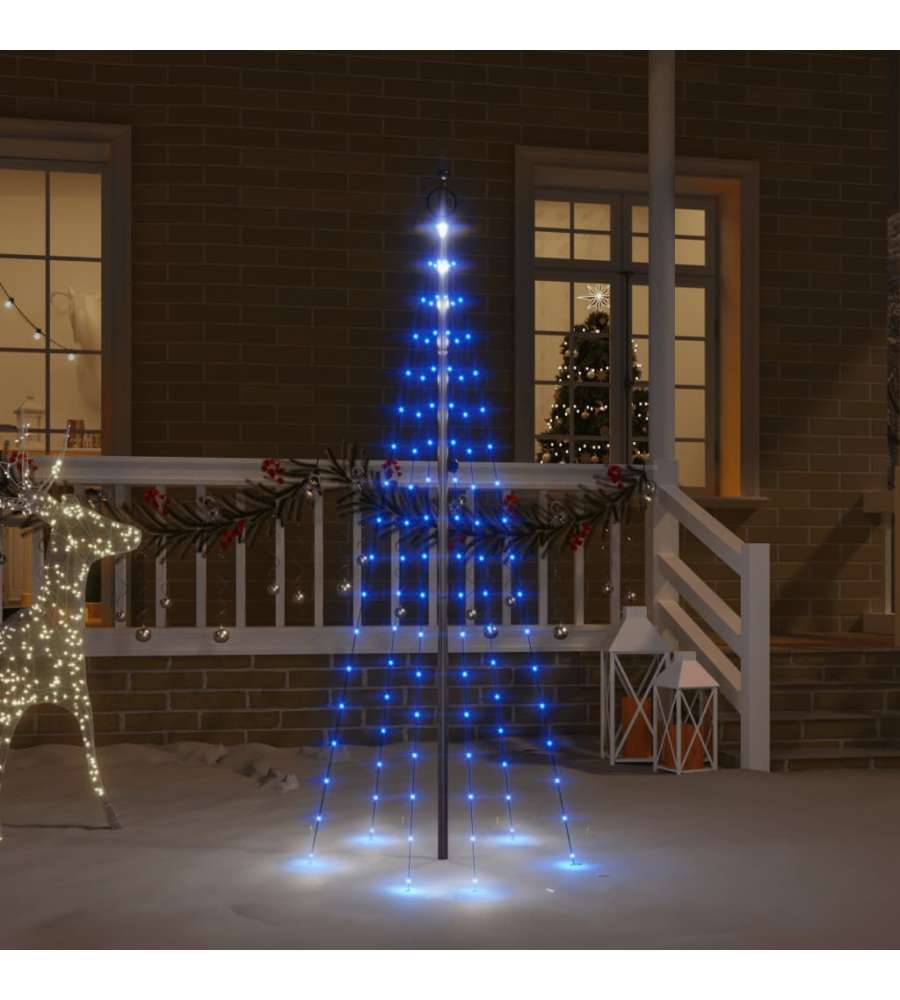 Albero di Natale Pennone Blu 108 LED 180 cm