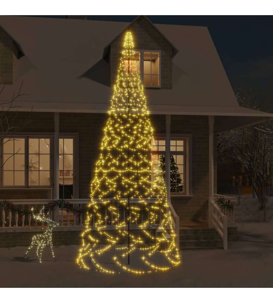 Albero di Natale Pennone Bianco Caldo 1400 LED 500 cm
