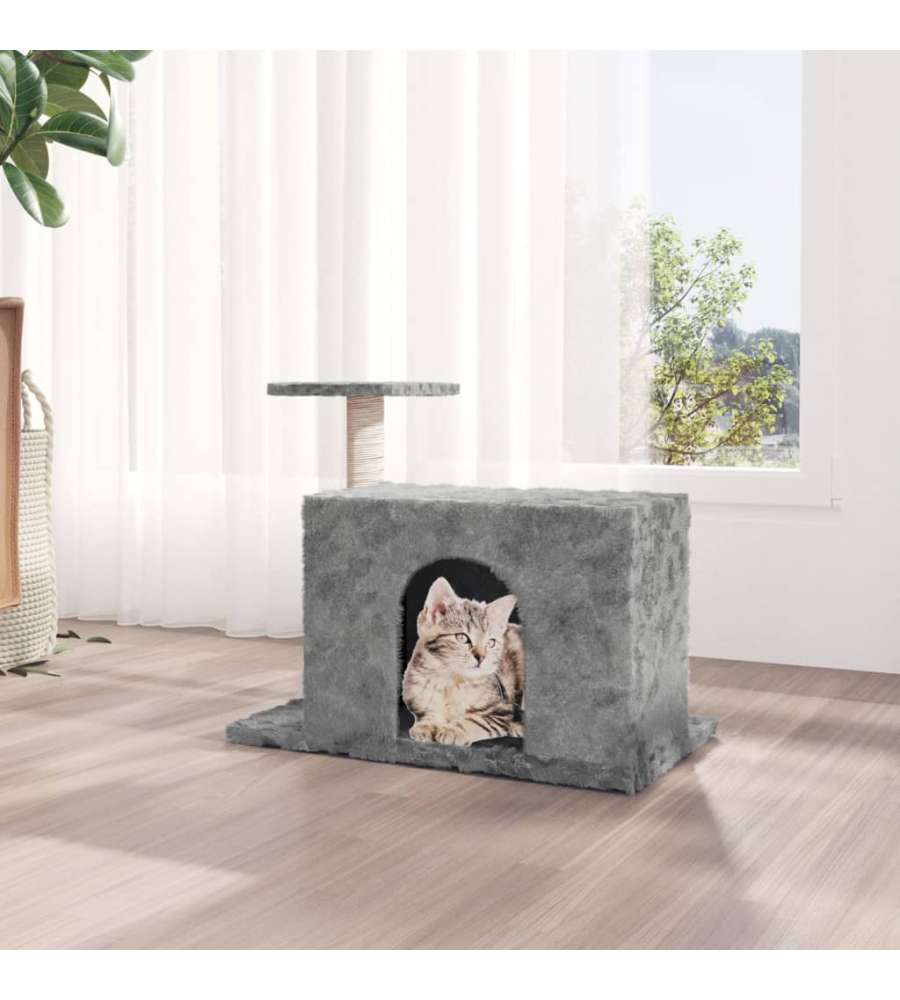 Albero per Gatti con Tiragraffi in Sisal Grigio Chiaro 51 cm