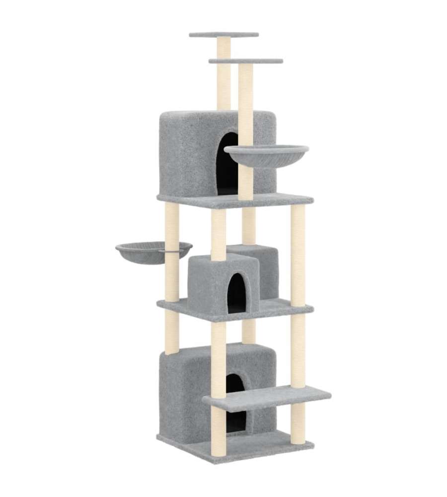 Albero per Gatti con Tiragraffi in Sisal Grigio Chiaro 180 cm