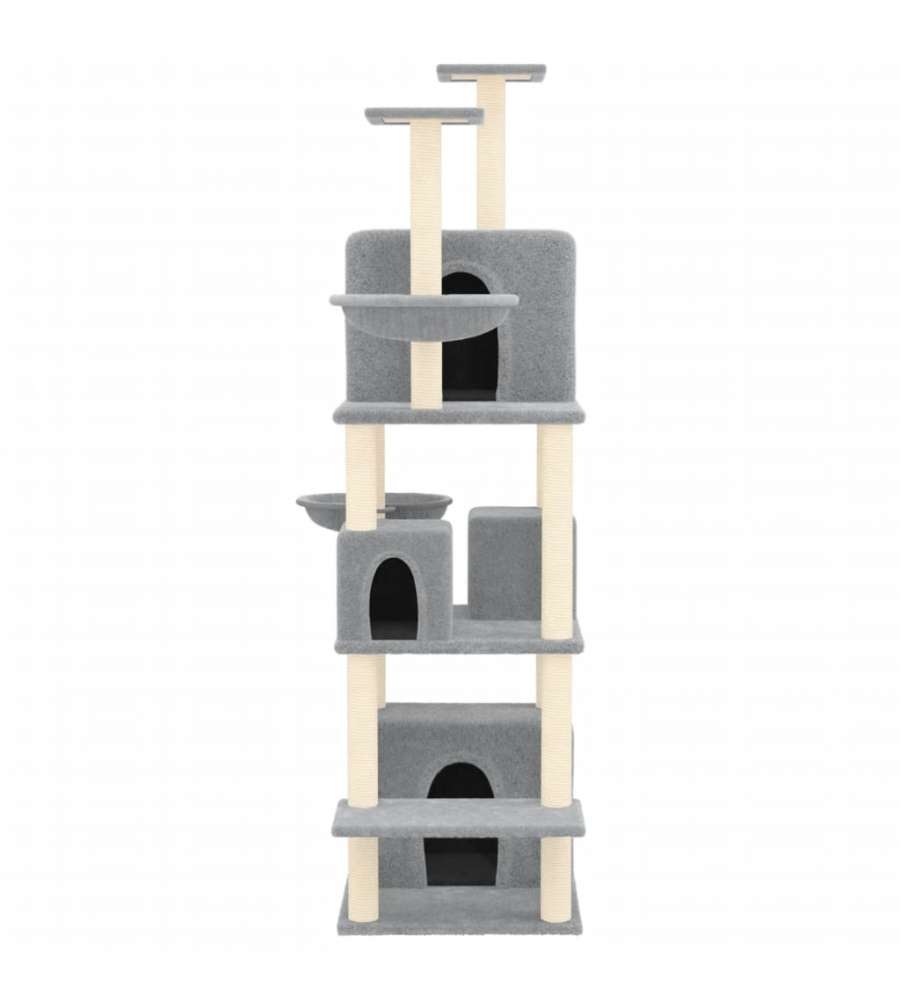 Albero per Gatti con Tiragraffi in Sisal Grigio Chiaro 180 cm