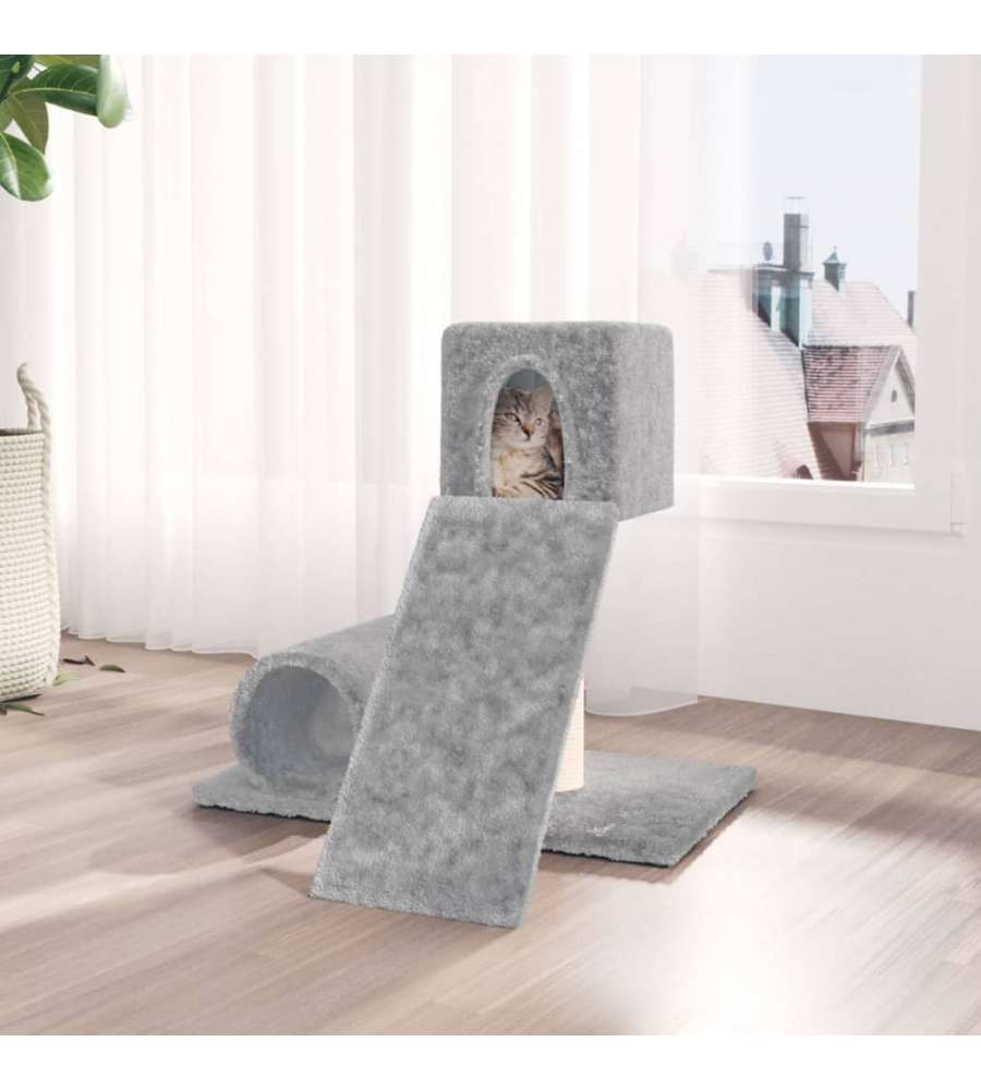 Albero per Gatti con Tiragraffi in Sisal Grigio Chiaro 59 cm