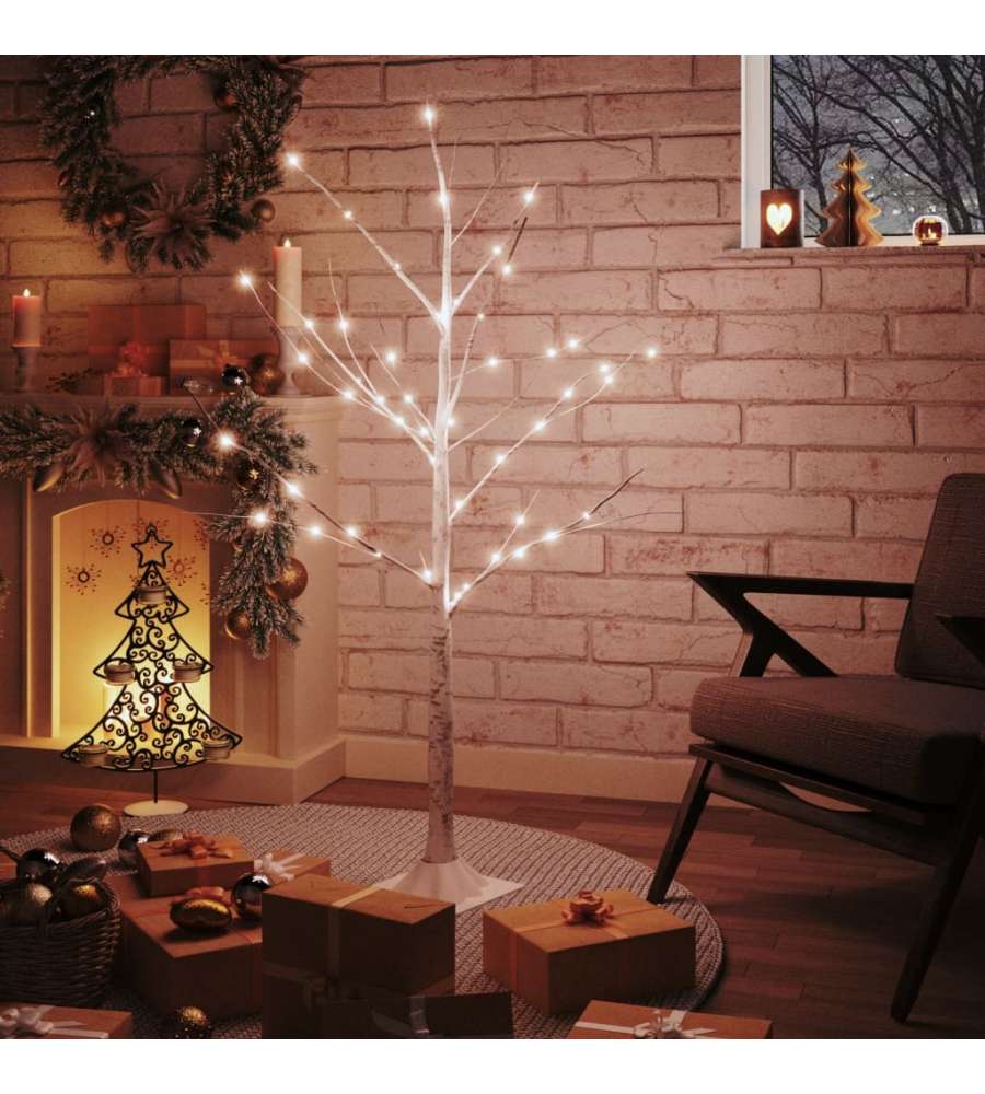 Betulla con LED Bianco Caldo 48 LED 120 cm