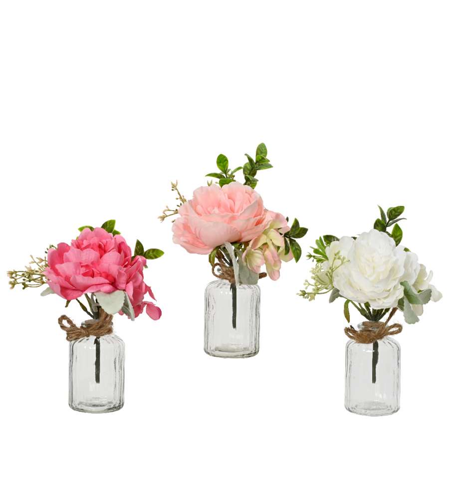 Vasetto di peonie artificiale