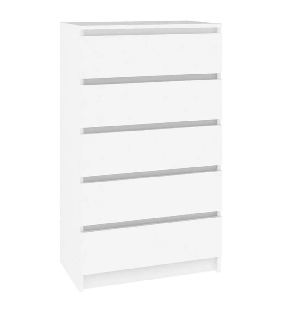 vidaXL Cassettiera Elegante Bianca in Legno Multistrato - 60x36x103 cm