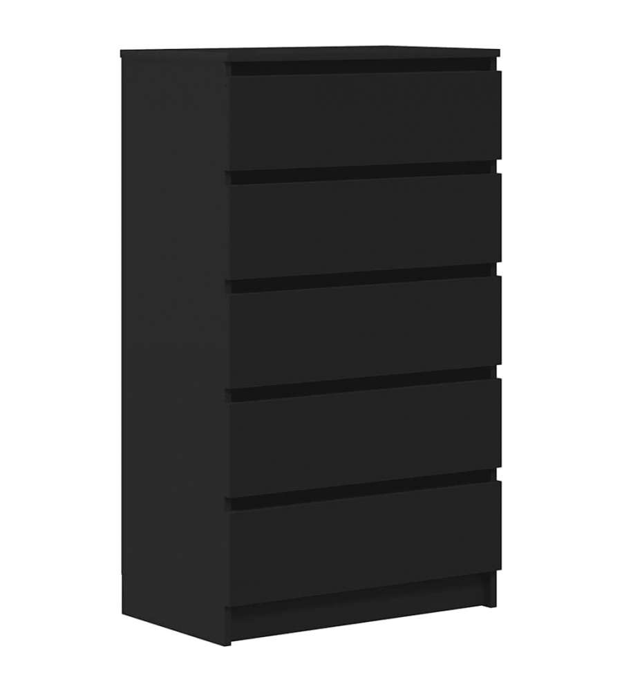 vidaXL Cassettiera Elegante in Legno Multistrato Nero - 60x36x103 cm