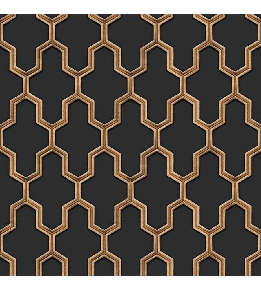 DUTCH WALLCOVERINGS Carta da Parati Geometric Nero e Oro