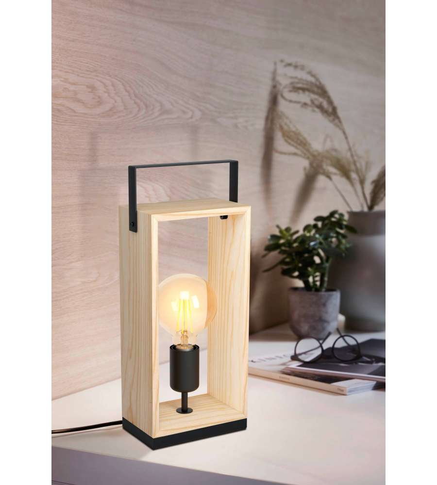 Lampada da tavolo FAMBOROUGH E27 40W Legno e nero