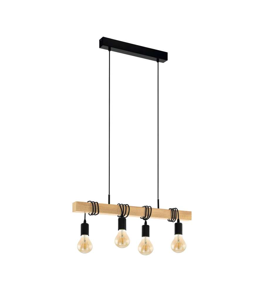Eglo Lampada a Sospensione Townshend - Nero, Marrone - 70x10.5 cm
