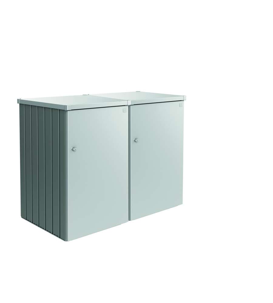 Copri bidone della spazzatura Alex Variante 2.1 corpo grigio quarzo metallizzato, Porta argento metallizzato