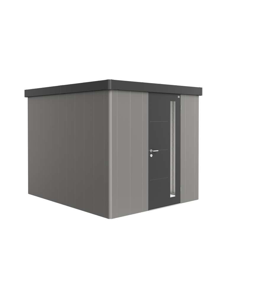 Casetta Neo 3B Variante 2.3 Porta standard, colore delle pareti grigio quarzo metallizzato, colore del Tetto e della porta grigio scuro metallizzato