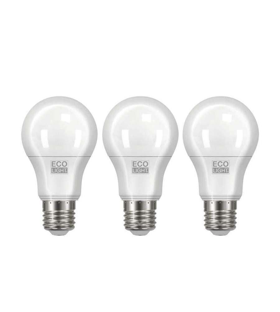 3 Lampadine Classiche Led Ecolight Goccia A60 - 9W