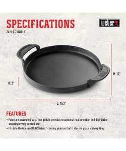 WEBER Piastra Gourmet in Ghisa per Barbecue - Nero - Cottura Uniforme