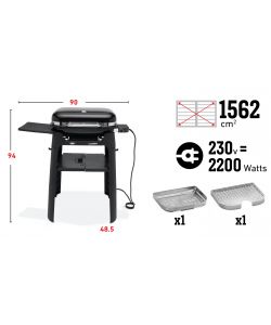 WEBER Barbecue Elettrico Lumin con Supporto - Nero - Alta Potenza