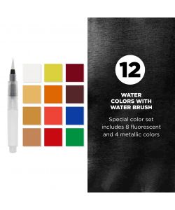 Set 12 Colori ad Acquerello - 4 Metallizzate 8 Fluorescenti