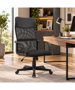 Domo Mea Poltrona Ufficio Ergonomica Nera - Seduta in PU e Schienale in Mesh