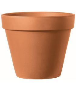 Deroma Vaso in terracotta rotondo 27 cm colore cotto con foro drenaggio