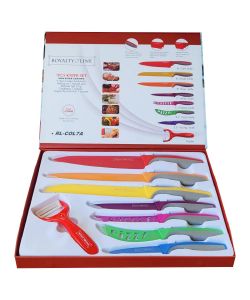 Set 7 Coltelli Colorati da Cucina Multiuso Royalty Line con Pelapatate