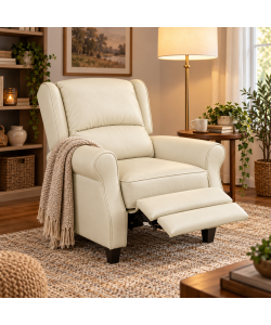 Poltrona Della Nonna Reclinabile in Ecopelle Crema - Comfort e Stile