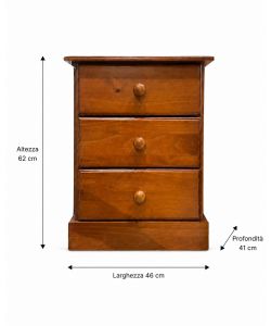Domo Mea Comodino Ciliegio 3 Cassetti 62x46x41 cm Arredo Elegante