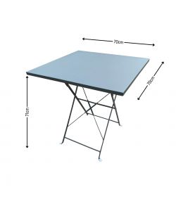 Tavolo Pieghevole Quadrato in Metallo Antracite 70x70cm