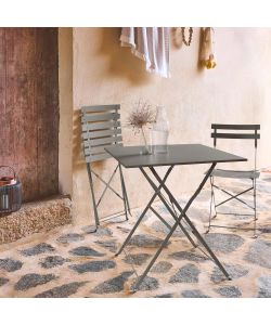 Tavolo Pieghevole Quadrato in Metallo Antracite 70x70cm