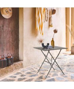 Tavolo Pieghevole Quadrato in Metallo Antracite 70x70cm