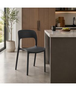 Sedia Vanity Elegante in Plastica Nera - 45x56x84 cm