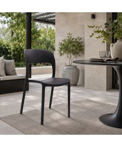 Sedia Vanity Elegante in Plastica Nera - 45x56x84 cm