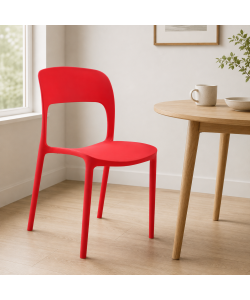 Sedia Vanity rossa in plastica 45x56x84 cm per interni elegante e leggera