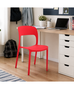 Sedia Vanity rossa in plastica 45x56x84 cm per interni elegante e leggera