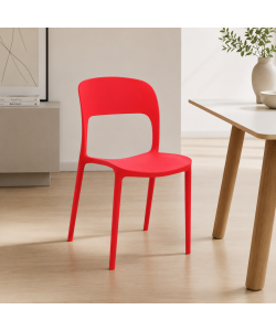 Sedia Vanity rossa in plastica 45x56x84 cm per interni elegante e leggera