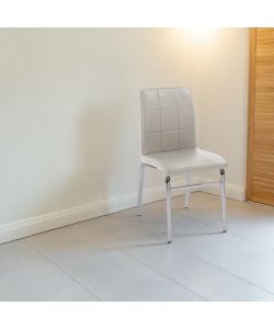 Brighton Sedia Dining Chair Bianca in Metallo e Gomma Piuma - 45x49x88 cm