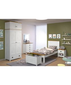 Domo Mea Cassettiera Bianca 84 cm Topazio  - 4 Cassetti con Maniglie Ottone