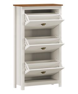 Scarpiera Topazio in Pino Massello Bianco e Noce - 70x28x122 cm