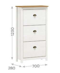 Scarpiera Topazio in Pino Massello Bianco e Noce - 70x28x122 cm