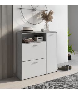 Scarpiera Multi Anta e Ribalte Bianco Cemento - Spaziosa e Moderna