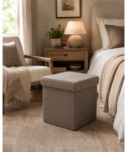 Domo Mea Pouf pieghevole Teddy Beige 38x38 cm con vano contenitore