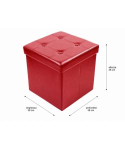 Domo Mea Pouf Pieghevole Contenitore Rosso - 38x38x38 cm
