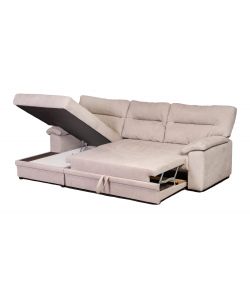 WAVE Divano Letto Wave Penisola Sinistra Grigio - 3 Posti - Trasformabile in Letto 200x127 cm